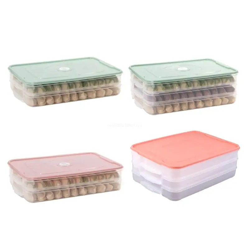 

Multi-Layer Refrigerator Dumplings Box with Lid Preservation Tray Plastic for Case Stackable Kitchen Storage Dropship