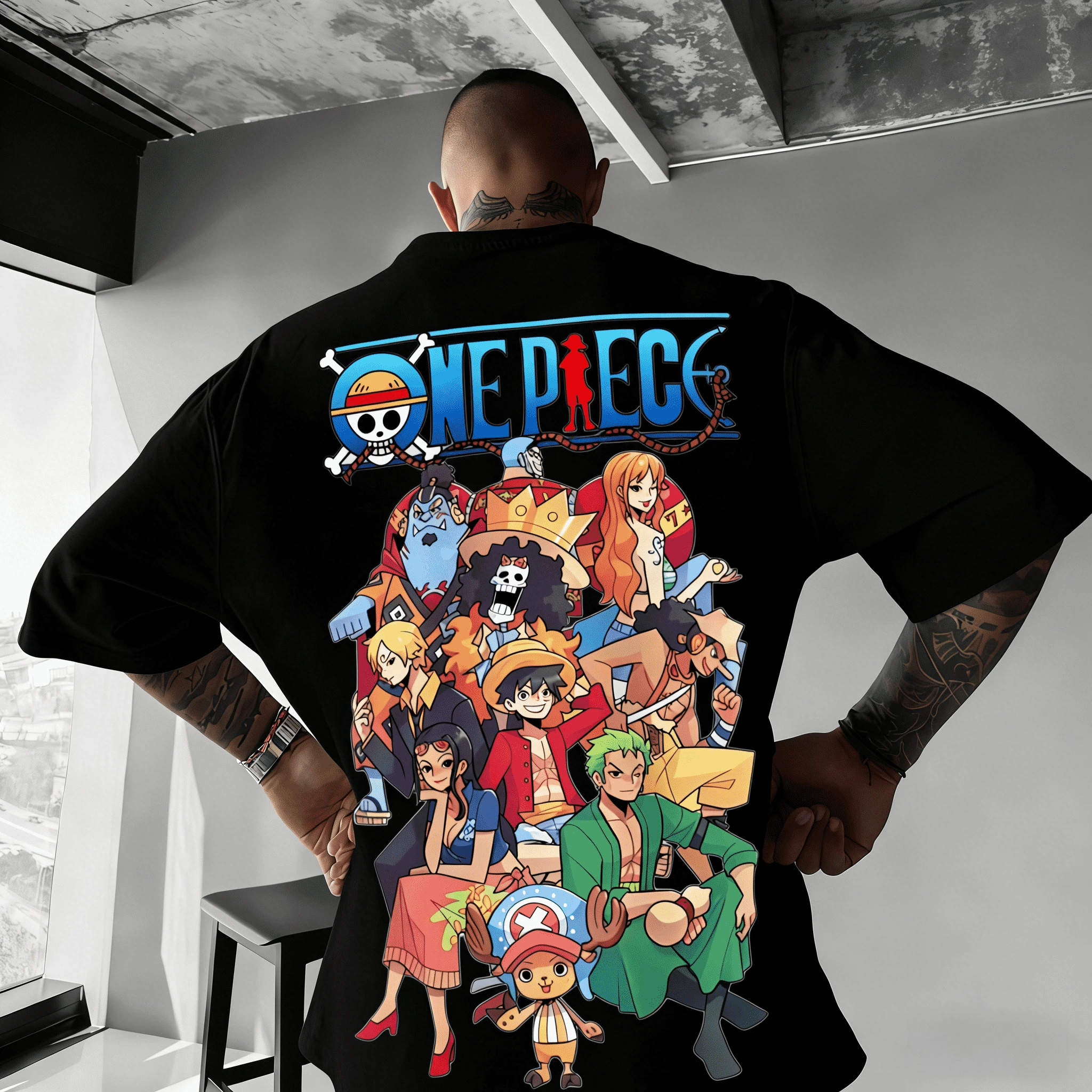 

Футболка унисекс One Piece Luffy с принтом, хлопковая, с коротким рукавом, новая модель 2026 года, американская свободная дышащая спортивная футболка с круглым вырезом