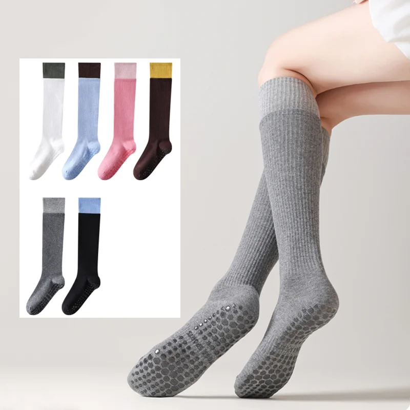 

Cotton Long Socks Stockings Silicone Non-slip Floor Pilates Yoga Socks Women Indoor Workout Gym Fitness Dance Sports Socks Sox