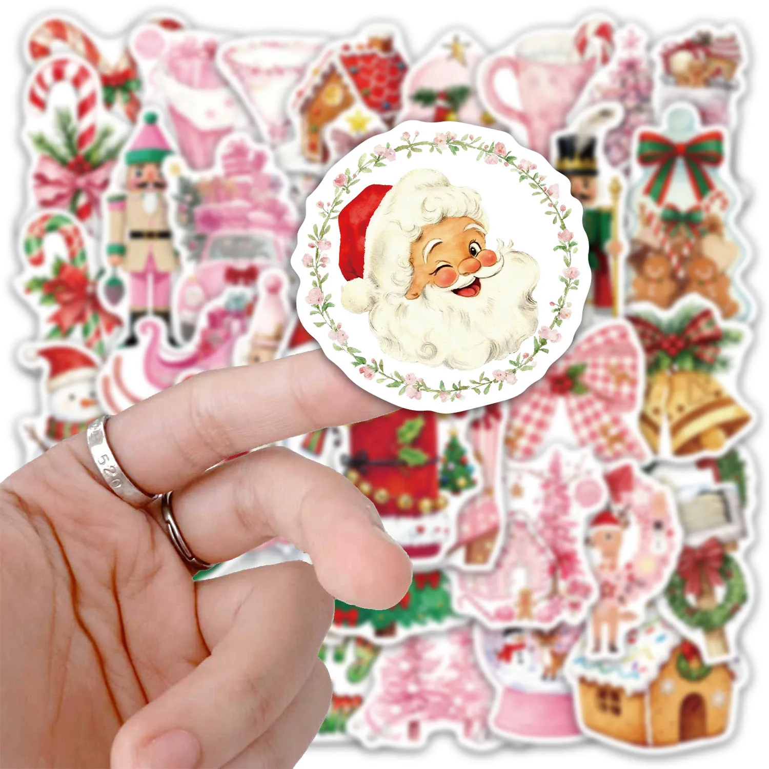 50PCS Rosa Weihnachten Spaß Aufkleber DIY Telefon Fällen Laptop Tassen Computer Spielzeug Aufkleber