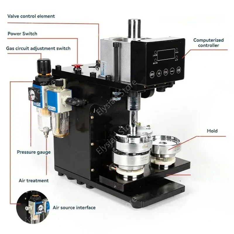 Portable Pneumatic Badge Machine Desktop All Steel Body Family DIY Punch Machine Automatic Induction Stamping Tool With Mold