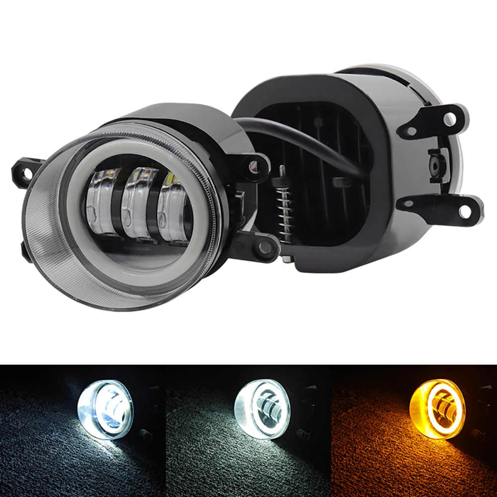 30 واط أضواء صفراء أضواء المصد الأمامي الضوء الأصفر والأبيض 3.5 بوصة LED أضواء الضباب ملحق الضوء الأصفر الضوء الأبيض