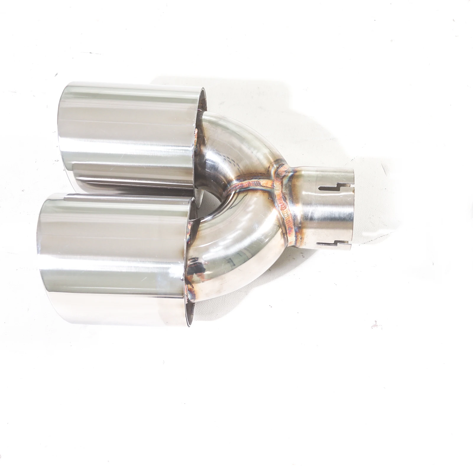 For General-purpose Car Exhaust Tip, 304 Stainless Steel Flat Mouth with Double Tips, General-purpose Decorative Exhaust