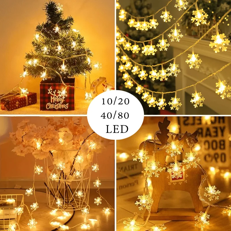 

Светодиодные рождественские украшения Снежинка Фея Гирлянды на батарейках Спальня Крытый сад Рождественская елка Окружающие лампы Рождество