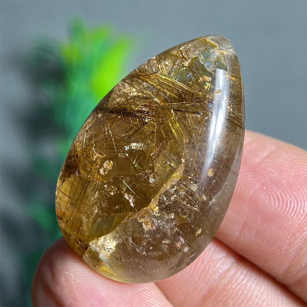 

Rutile Gold Hair Water Drop Crystal NaturalStone Quartz Specimen Healing Minerals Geode Energy Home Decoration Reiki