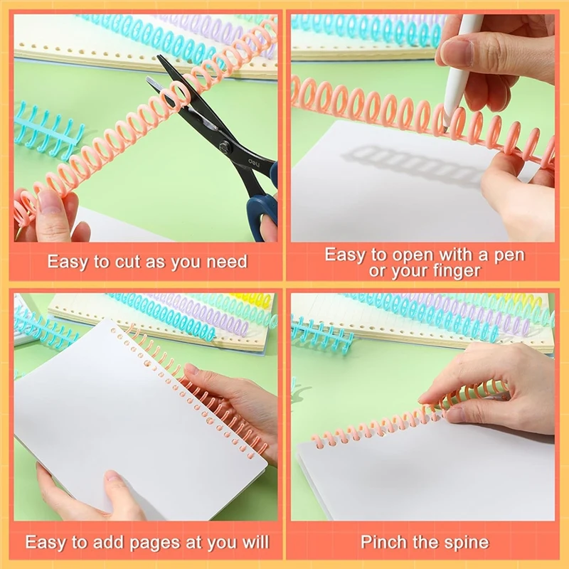 50PCS Plastic Spiral Binding Coils, 1/2 Inch Diameter 30 Ring Binding Spirals,Christmas Gifts For Students And Coworkers Durable