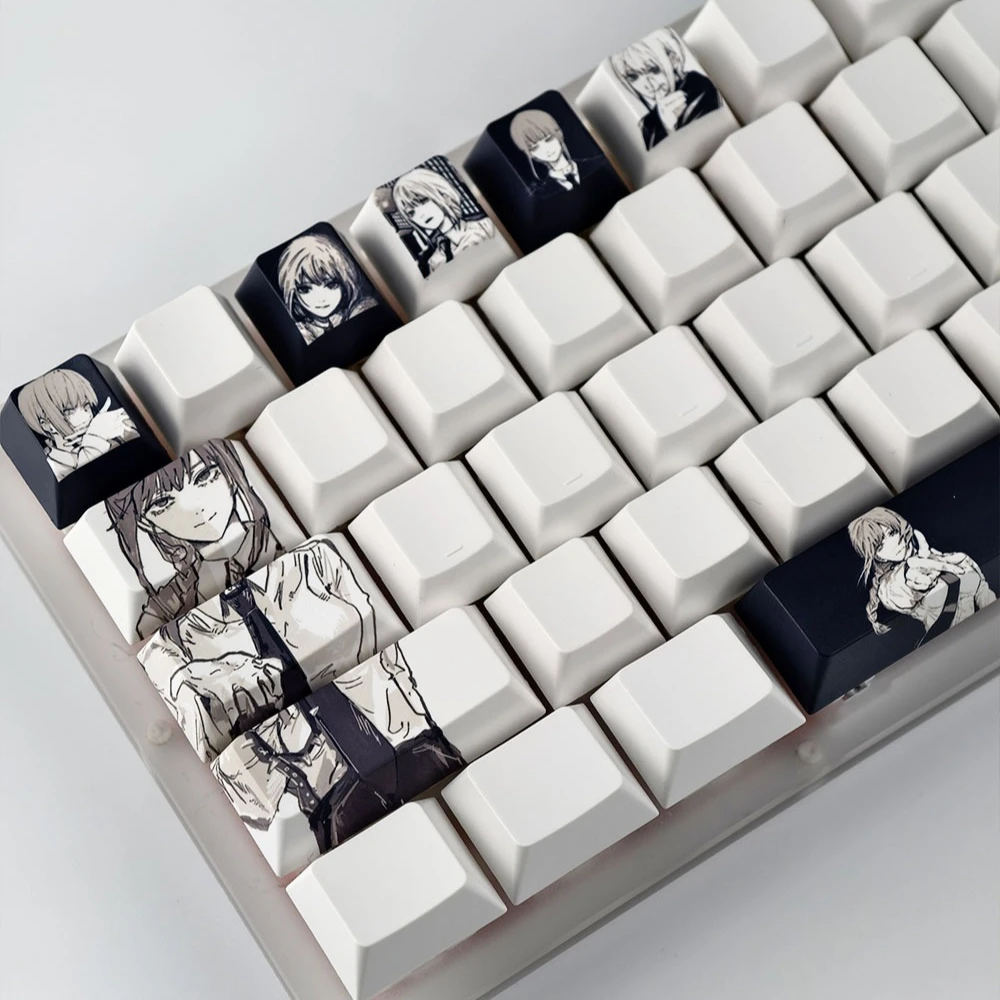 12 Keys Makima Keycaps Cherry Profile PBT Sublimation Personalized Keycap Anime Game Chainsaw Man KeyCap DIY Mechanical Keyboard