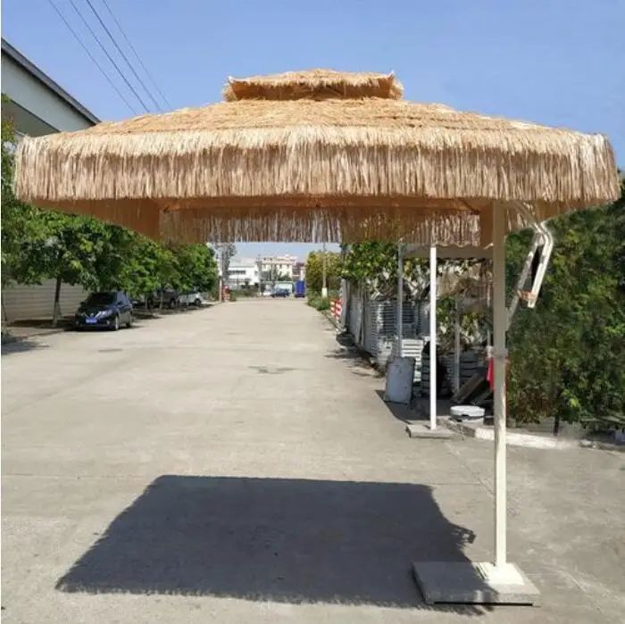 

9ft Heavy Duty Pool Side Pole Cantilever Pagoda Palapa Fancy Garden Parasol Outdoor Patio Straw Tiki Palm Thatch Umbrella