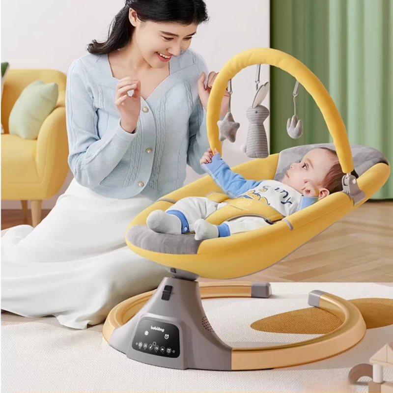 Baby Electric Rocking Chair, Bluetooth Remote Control Timing Baby Swing Electric and 3 Swing Speeds Baby Bouncer for Boy Girl