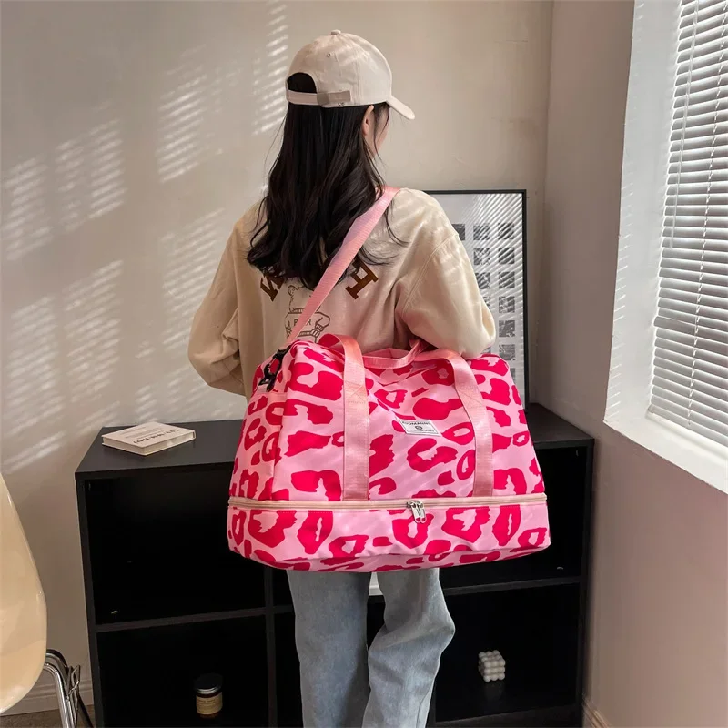 Travel Bag Women\'s Handbag Leopard Zebra Print Waterproof Large Size Luggage Fitness Dry Wet Separation Duffle Bag Weekend Bag