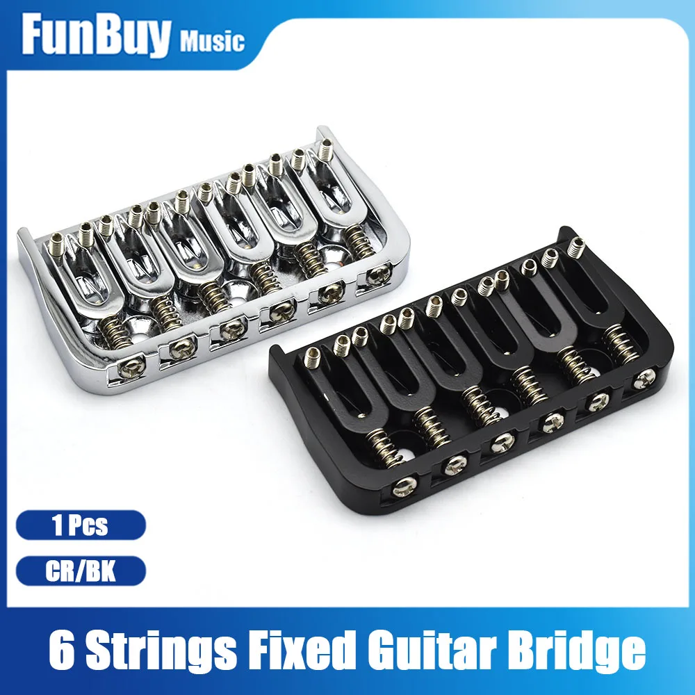 6 Strings Fixed Guitar Bridge Guitar Accessories Black Chrome  Electric  Guitar Bridge 72.8x38MM-10.6