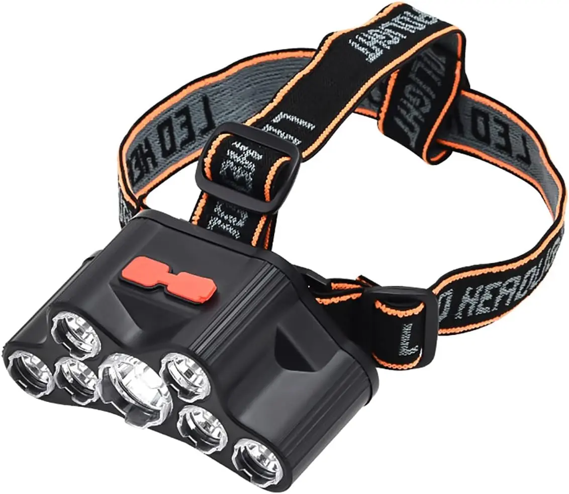Lampara de Cabeza, Linterna Frontal Recargable y Impermeable, 7 diod LED con 4 Modos Commutable, Adecuado para Cámping, Monadolismo,