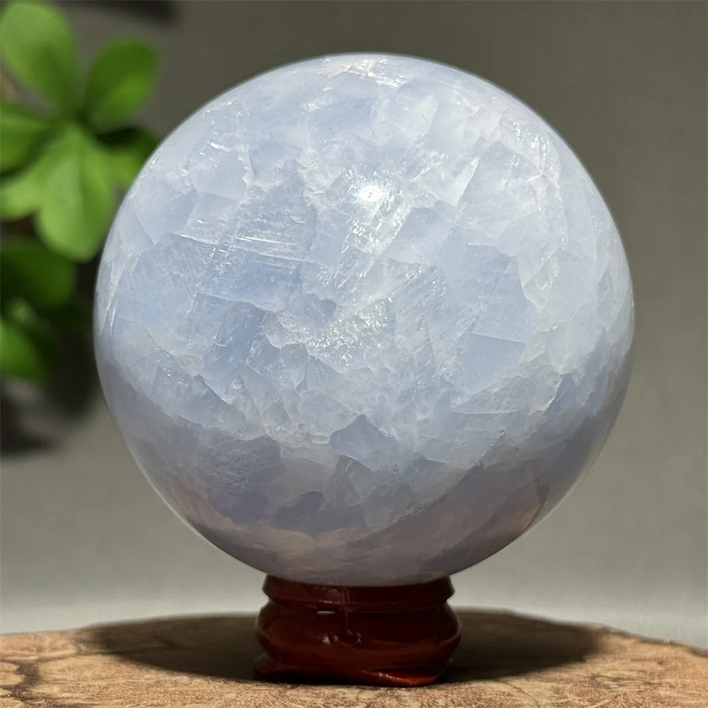 Natural Kyanite Mineral Crystal Ball Home Room Decoration Lucky Gift Spiritual Healing Meditation Prayer Energy Gem+Base