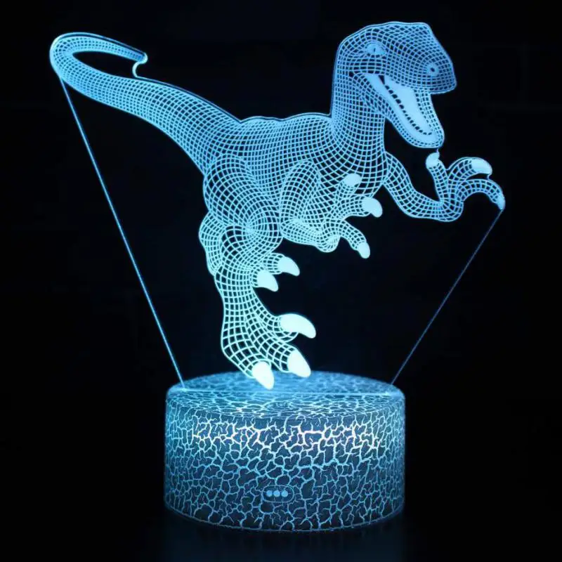 

Dinosaur 3d Led Night Light Children's Room Decoration 7 Color 3d Light Fixtures Remote Touch Switch Usb Led Lamp