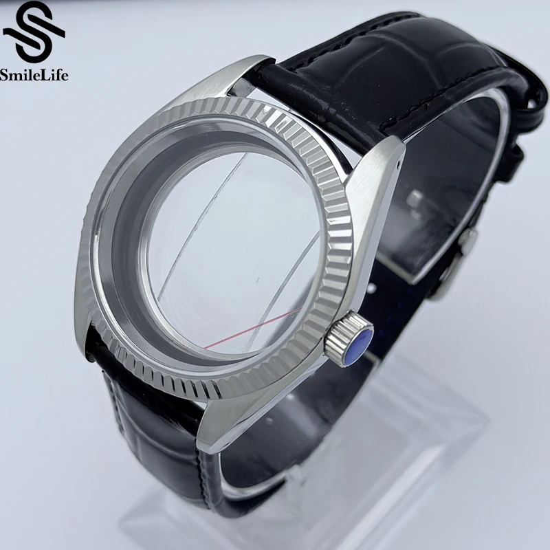 SmileLife 38mm Case Sapphire Glass 316L Stainless Steel For NH35/NH36/4R/7S With Leather/Stainless steel Strap Accessory Part
