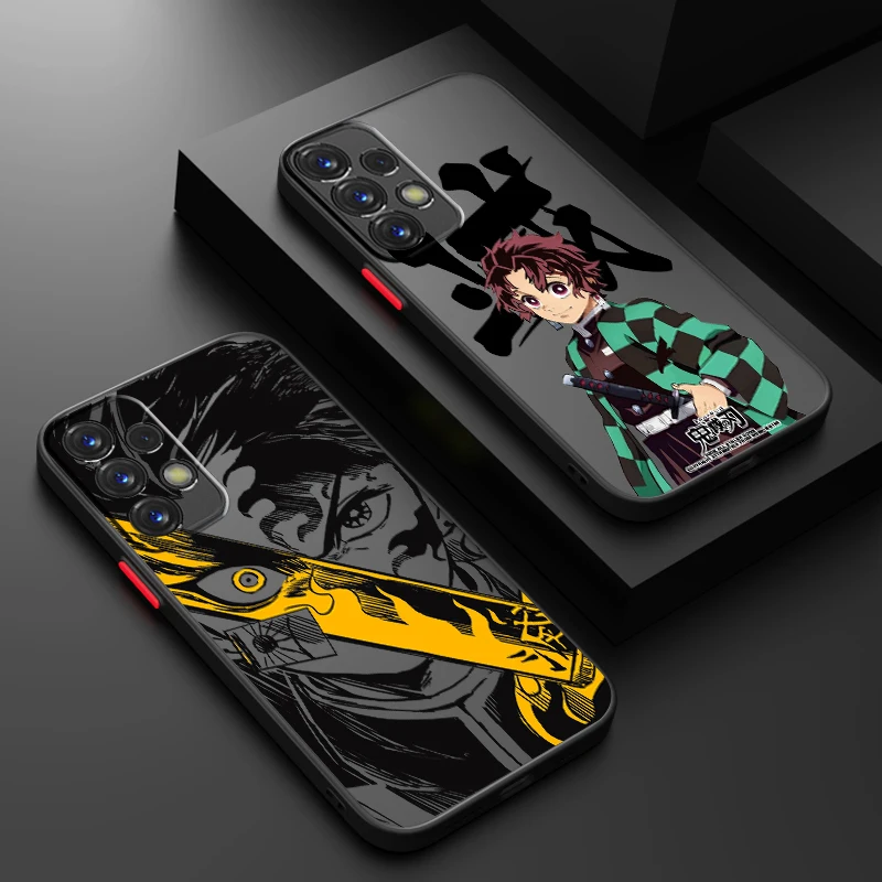 Anime D-Demon S-Slayer Hot Frosted Translucent For Samsung Galaxy S24 S23 S22 S21 S20 FE S10 S9 S8 Plus Ultra Pro 5G Back