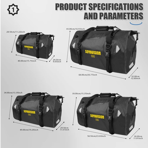 Imagen 2 del producto Bolsa trasera impermeable para motocicleta de 80L, 20L, 50L, 70L, 100L, 40L, 66L, bolsa de viaje para equipaje seco al aire libre, bolsa en rollo, bolsa para asiento de motocicleta
