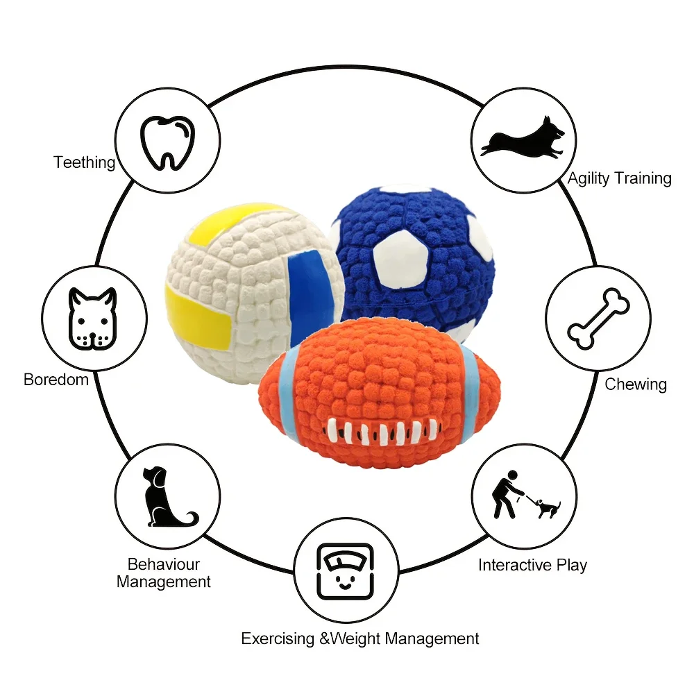 1 Stück 3er-Set Quietschende Hundespielbälle für Kleine und Große Hunde Bissresistent Zahnpflege-Kauspielzeug Interaktiver Welpen-Spielball – Detail 4