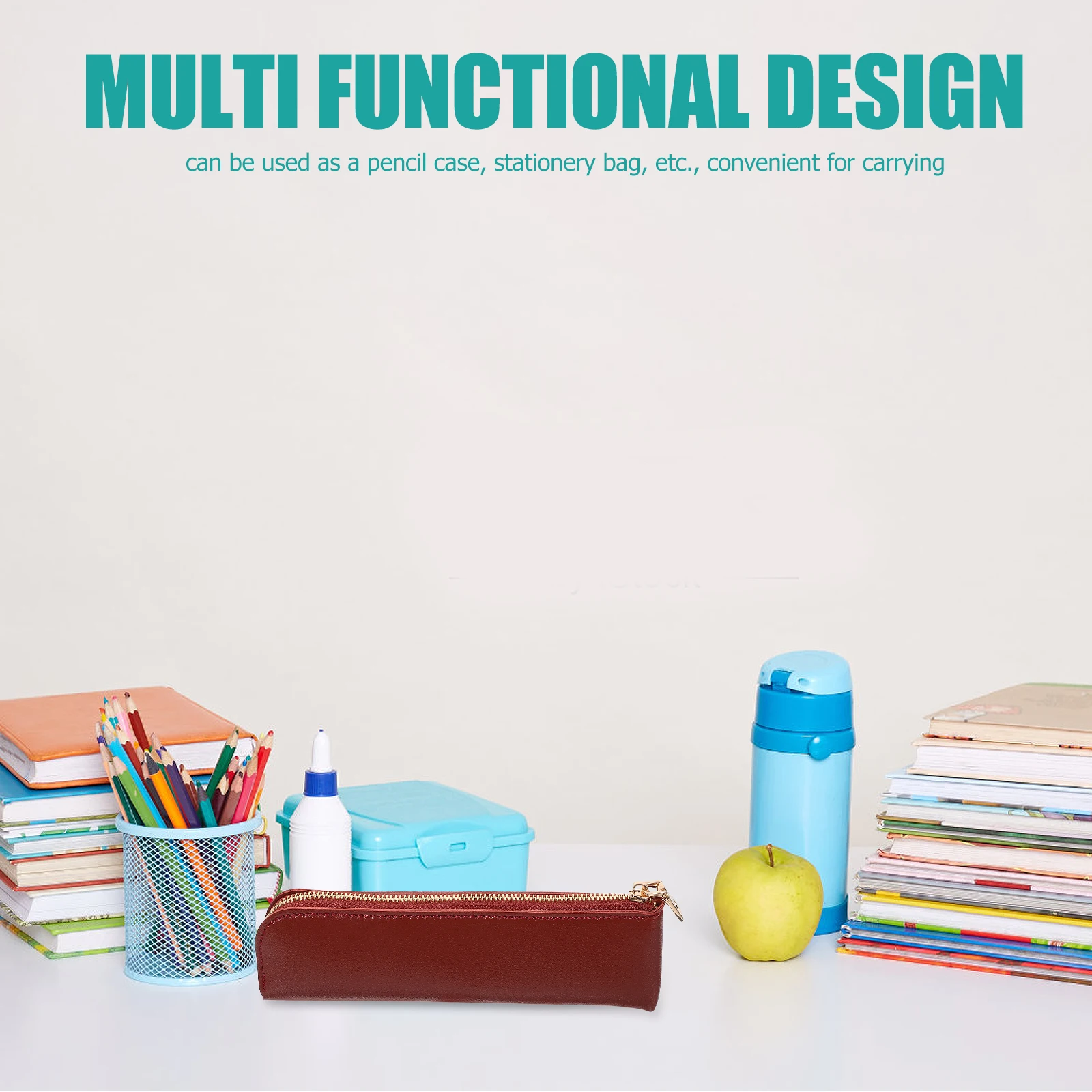 Pencil Case and Aesthetics Multi-function Pouch Korean Version Marker Storage Bag with Zipper Brown Organized Student