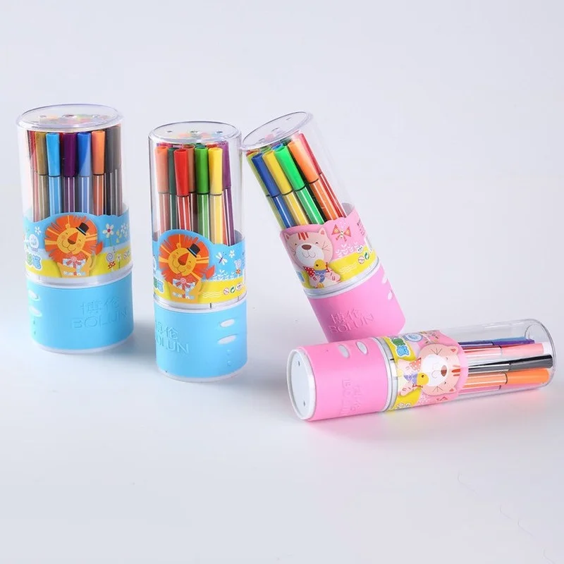 

Spot washable children's double-headed watercolor pen cylinder set color student painting stationery brush wholesale