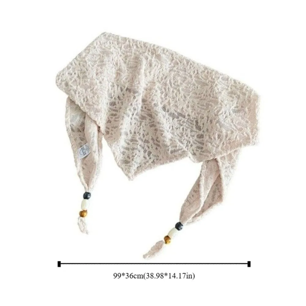 الرجعية البوليستر رقيقة الخرز الشعر وشاح الثلاثي الشكل الدانتيل المواد خمر الشعر وشاح رقيقة الخرز الرجعية الشعر وشاح لباس غير رسمي