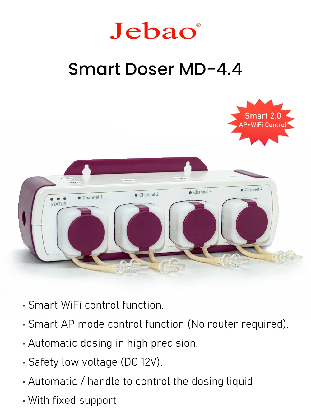 Jebao Jecod Smart Doser MD-4.4 AP+WiFi-Steuerung Aquarium Automatische Dosierpumpe für Korallenriff-Aquarien – Detail 8