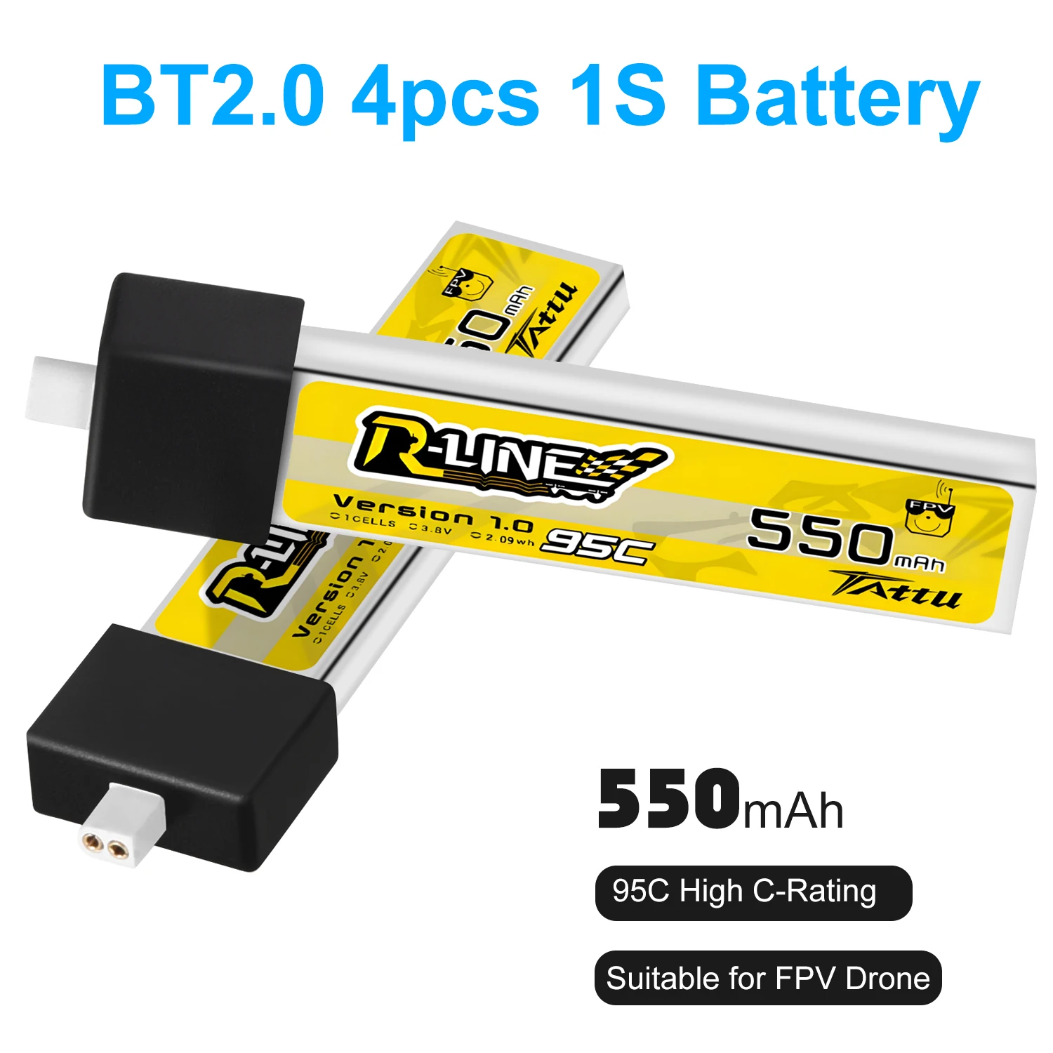 Tattu R-Line BT2.0 550mAh 1S 95C HV LiPo Battery 3.8V For Betafpv Meteor75 Pro Air75 Air65