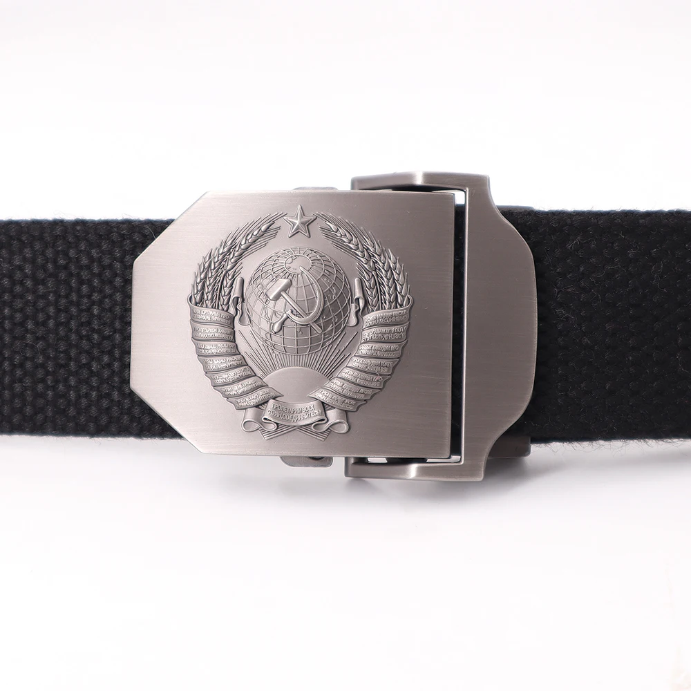 New Canvas Outdoor Tactical Army Belt 3D Soviet National Emblem Metal Buckle Unisex Jeans Belt for Men Military Belts Male Strap