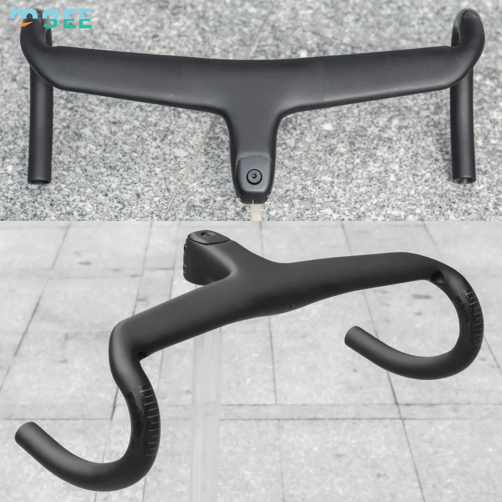 

YTYINSeeMoree Carbon Fiber Road Bicycle Bike Handlebar UD Matte 28.6MM Integrated Drop bar Handlebar Bicycle Accessories