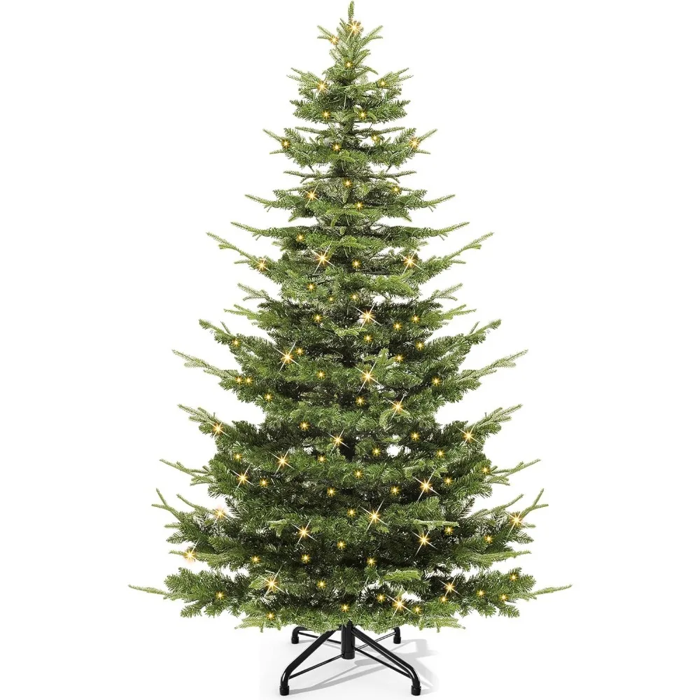 

Christmas Tree Pre-Lit Aspen Fir Artificial , 7.5ft Layered Christmas Tree with Crystal Decorations, Noble Holiday Decor