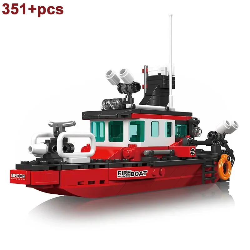 Hot City Creative Sailboat Models Ocean Rescue Fire fishing Boat Fishing Lifeboat Supply Ship Building Blocks Bricks Kids Toys