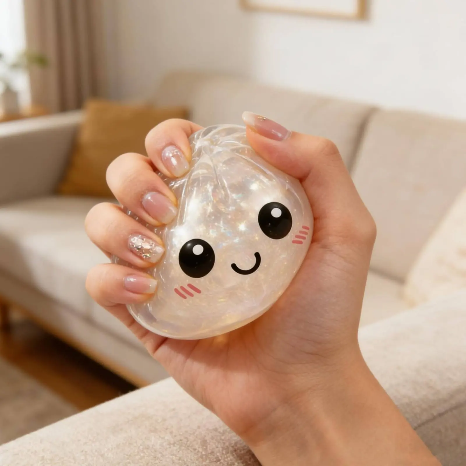 

Glitter Dumpling Squeezable Instant Shape-Memory Adorable Dumpling in Steamer Box Glitter Press Bun Skin-Gentle Material