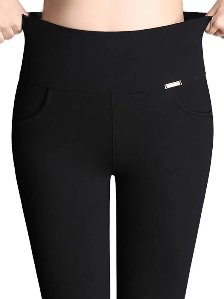 High Waist Pencil Pants For Women Fashion Stretch Black Trousers Femme Casual Women Slim Leggings 2024 OverSize S-6XL Bottoms