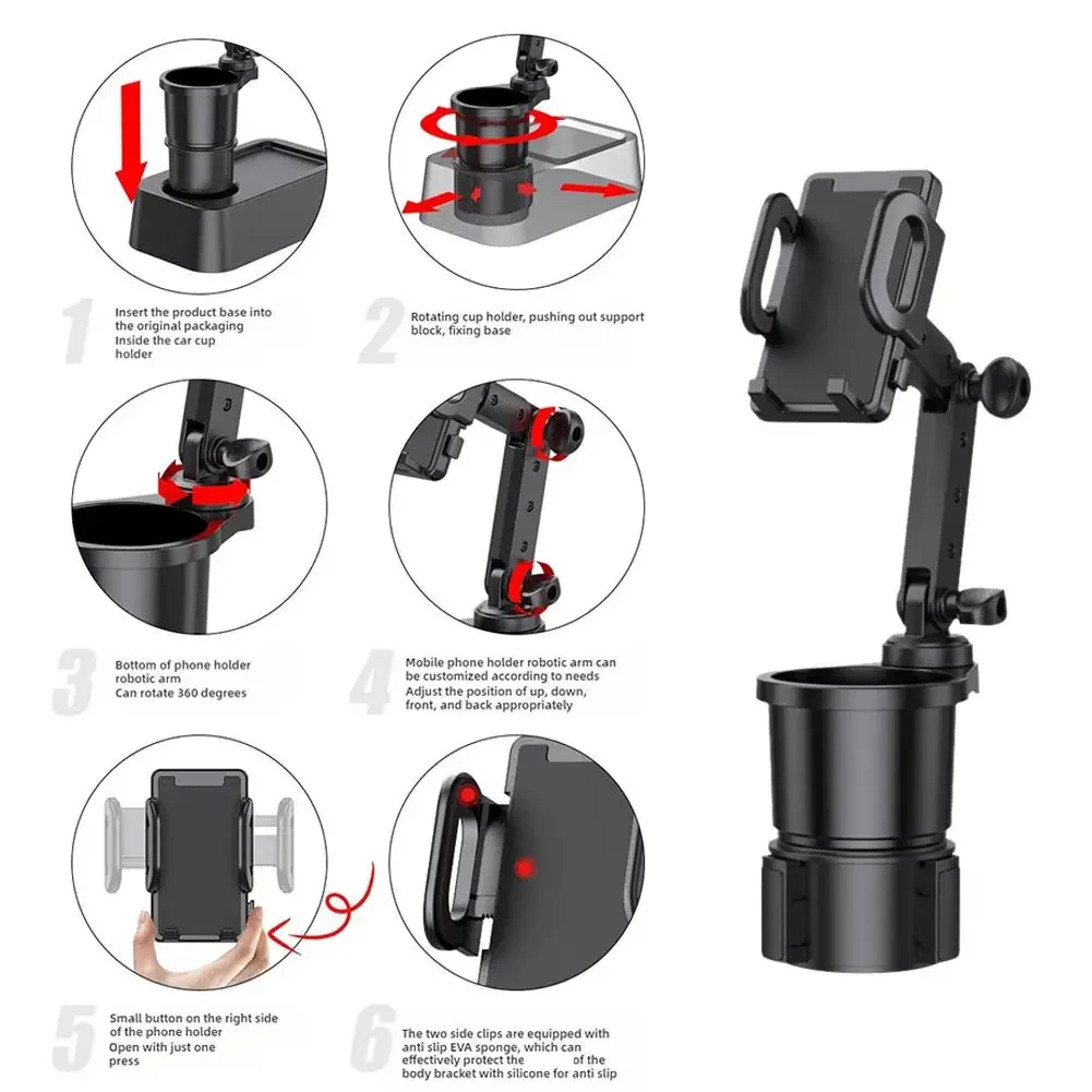 2028 2 في 1 حامل أكواب السيارة محول متعدد الأغراض حامل هاتف السيارات قابل للتعديل زجاجة حامل المشروبات ملحقات السيارات الداخلية