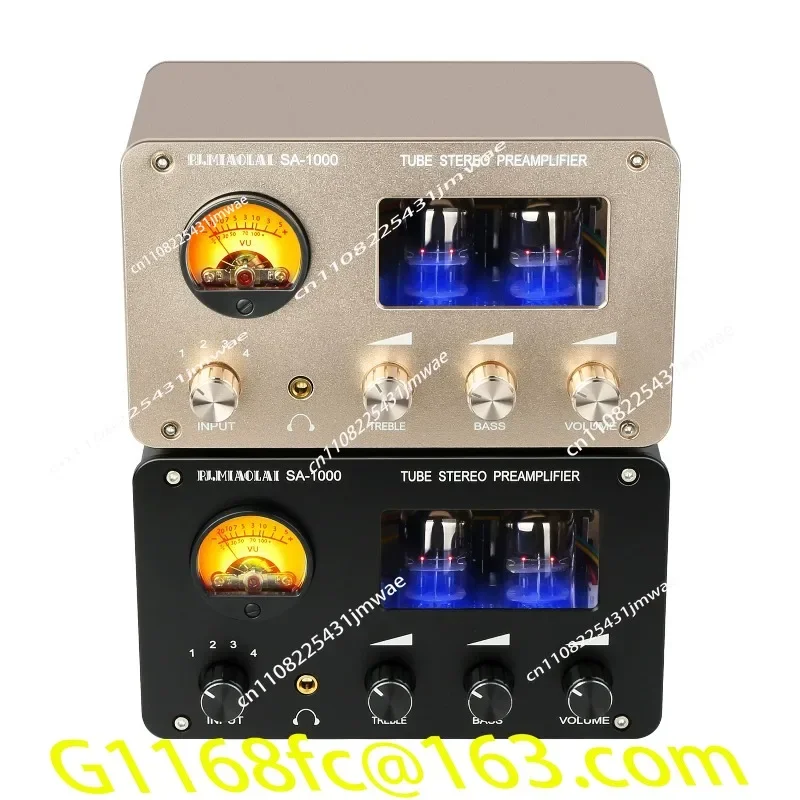 Audiophile Tube Preamp 4-input 2-output HIFI Preamp with Built-in VU Level Meter High-bass Adjustment Headphone Amplifier Part
