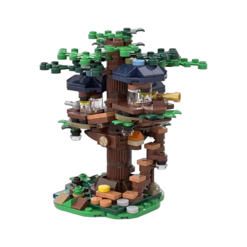 2024 Creative Winter Tree House Building Blocks City Street View Architecture Model Micro Assemble Brick Toy Kid Girl Adult Gift