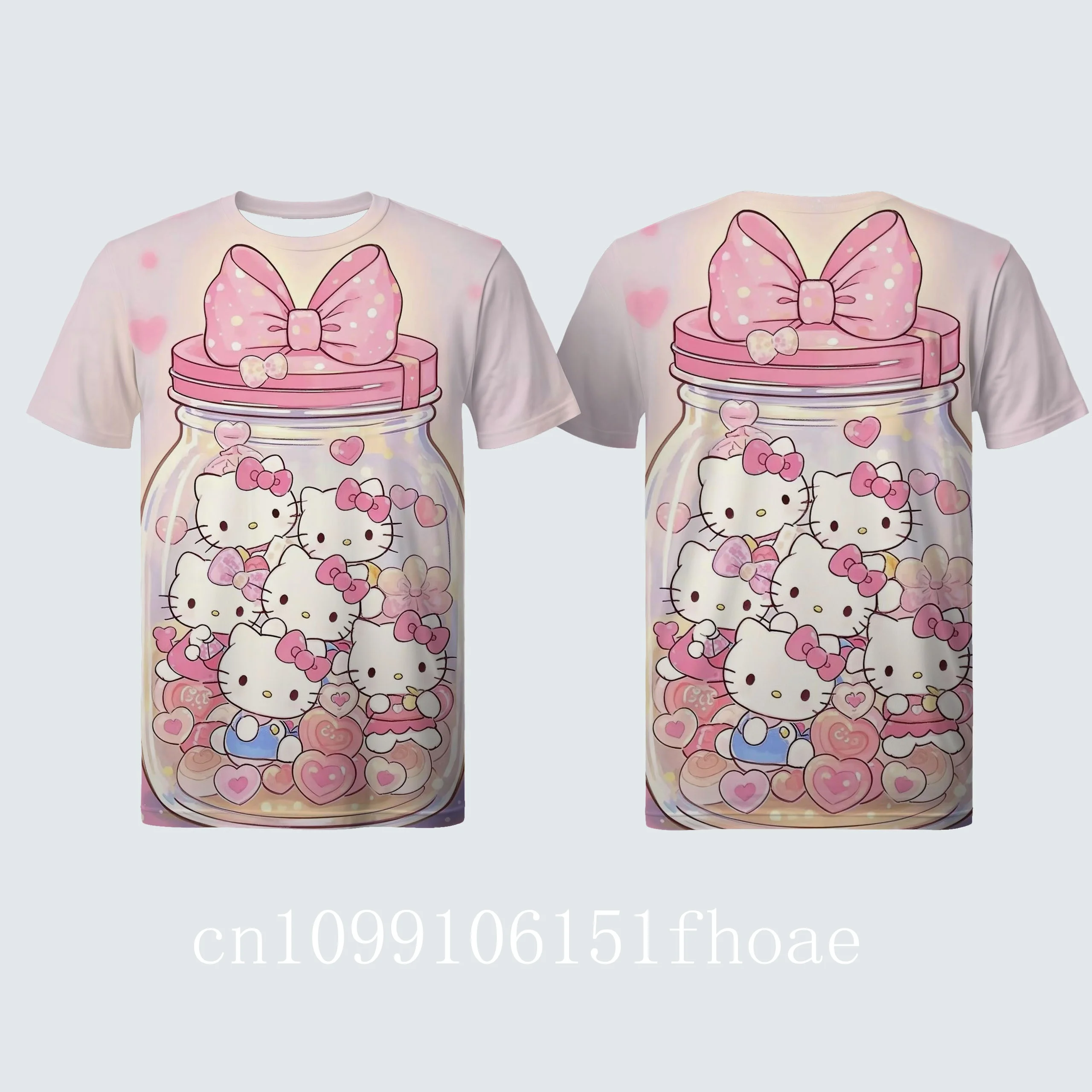 

Летняя мода Miniso, креативная бутылка желаний с изображением Hello Kitty - высококачественная милая повседневная и повседневная женская футболка 2025