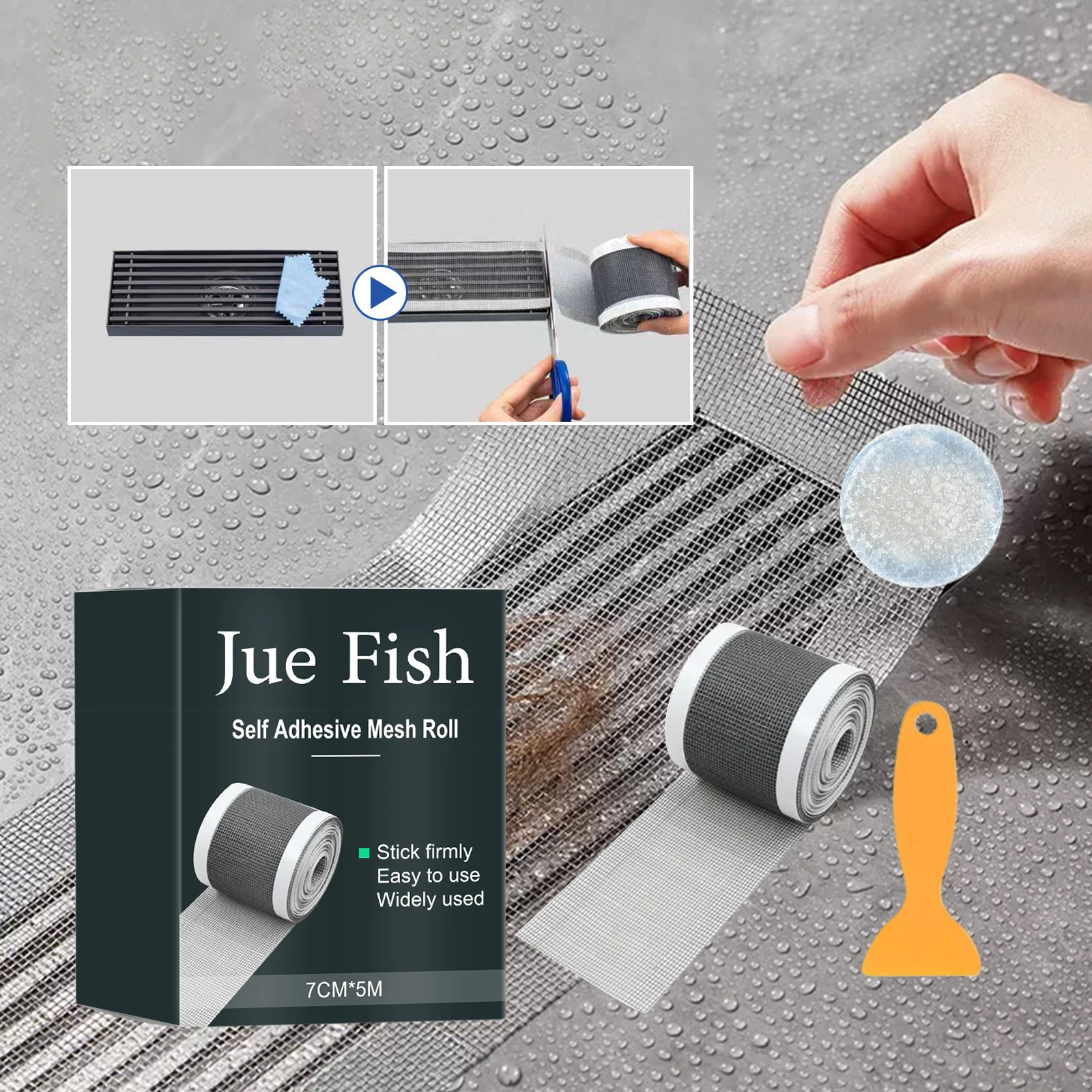 

7CMx5M Self-Adhesive Mesh Roll DIY Repair Kit Drain Filter Sink Strainer PVC Netting with Scraper Home Window Bug Protection