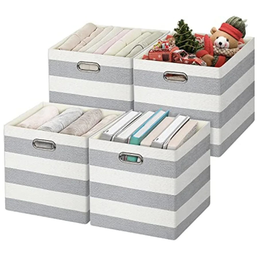 

3X Thicker Storage Bins Storage Cubes, 13×13 Fabric Storage Boxes Foldable Baskets Containers Drawers for Nurseries, Offices, C