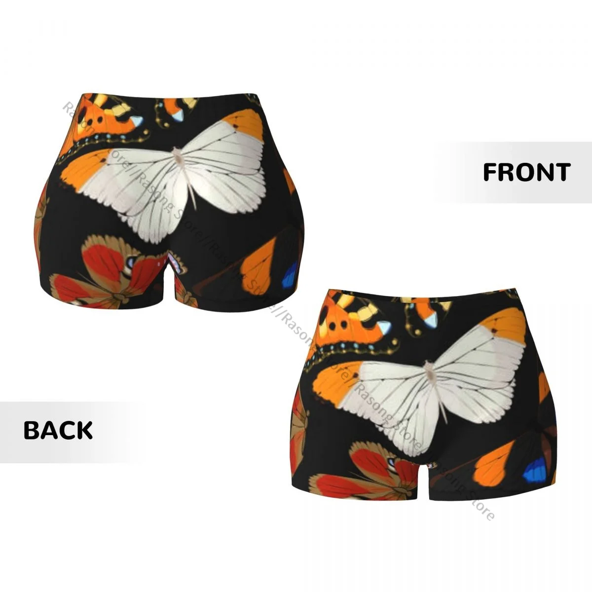 Push Up Short Elasticity Scrunch Butt Butterflies Colorful Running Shorts Sports Shorts Womens Clothes Gym
