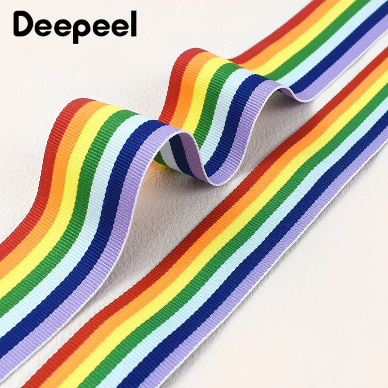 10Yards Deepeel 15-38mm Rainbow Nylon Webbing Stripe Ribbon Tape for Backpack Bag Strap Garment Pet Rope DIY Sewing Accessories