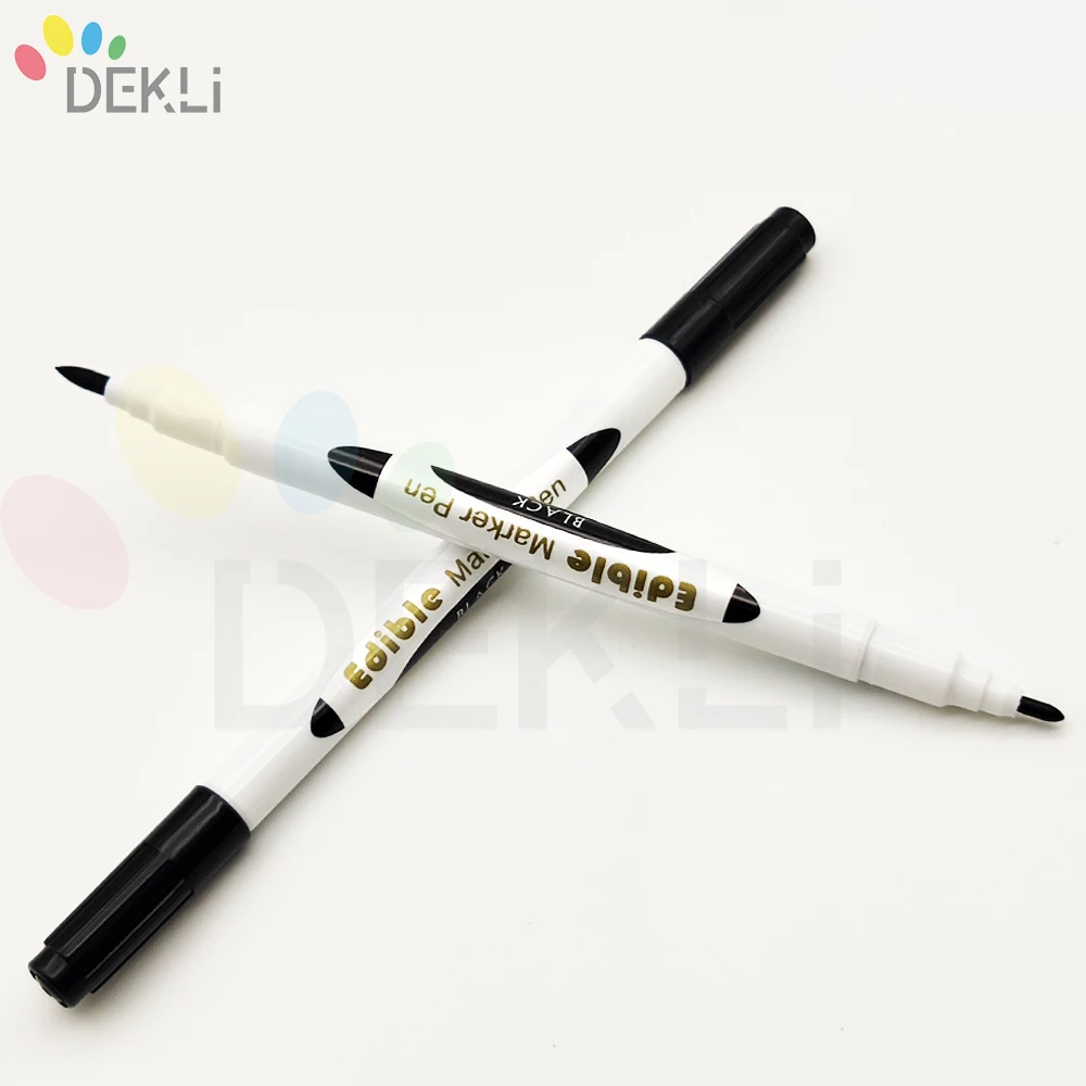 One Pack 2 Pieces Black double sided food coloring marker pen for Cake Art Pen double tip food marker pen Double head food pen