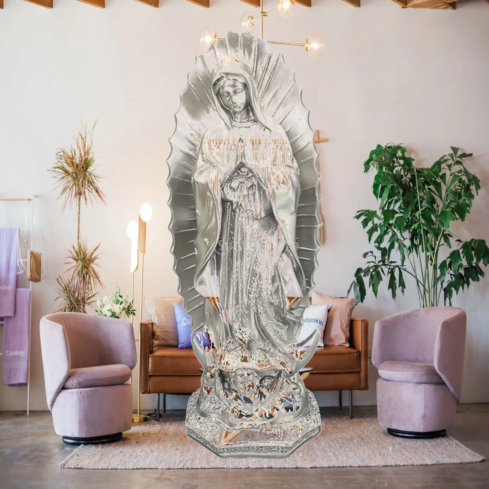 Figure Mother Decoration Chapel Table Decoration Our Lady of Fatima Figure Religious Sculpture for Bedroom Table