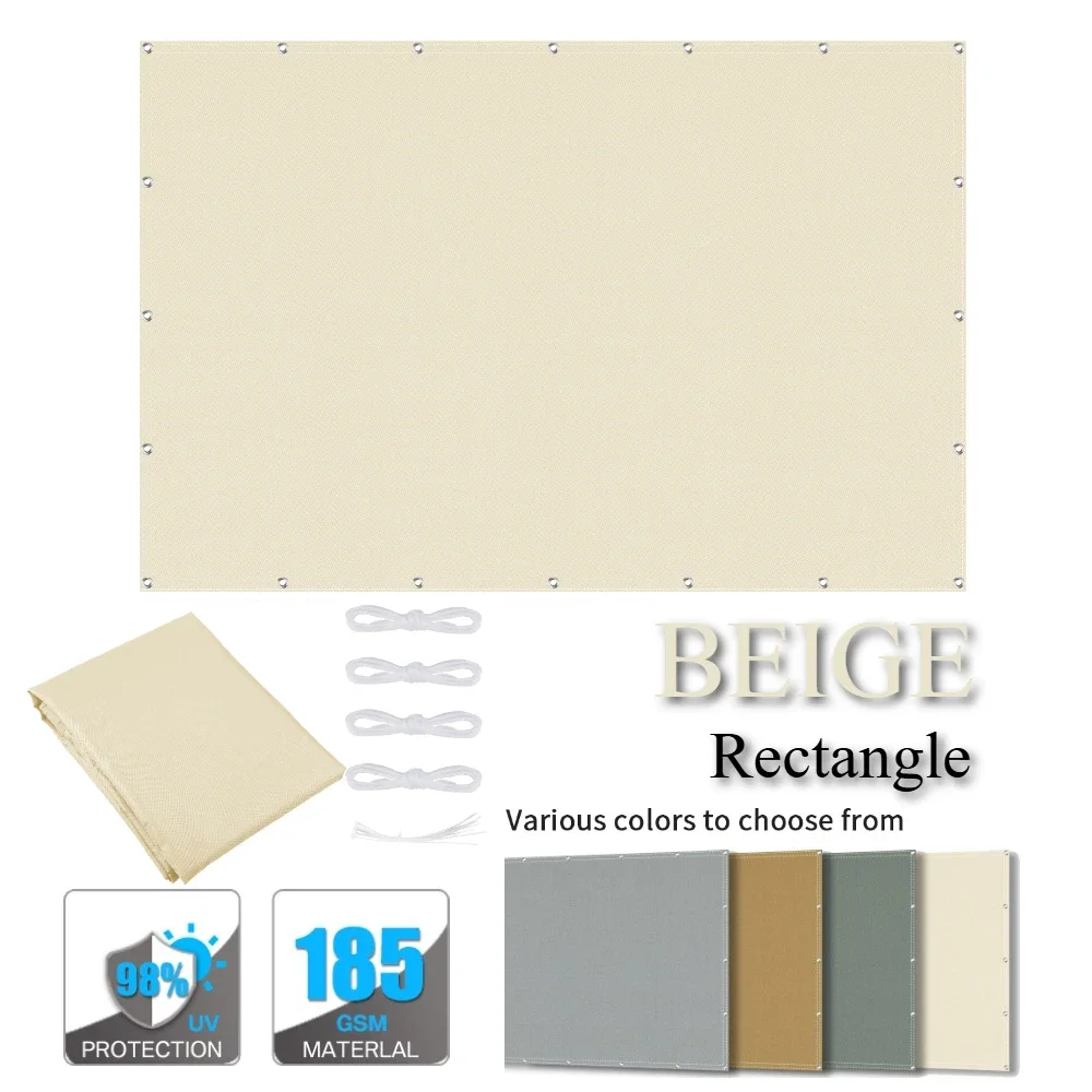 Bâche Pare-Soleil Imperméable avec Œillets 2/3/4/5M, Couverture de Pergola, Auvent, Écran Solaire po