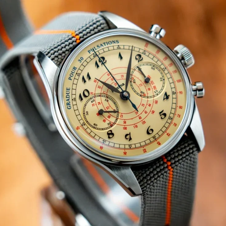 PROXIMA Men Chronograph Watch 39mm  Manual Winding Mechanical Wristwatch 10Bar Luminous Sapphire ST1902 Enamel Dial Pulsations