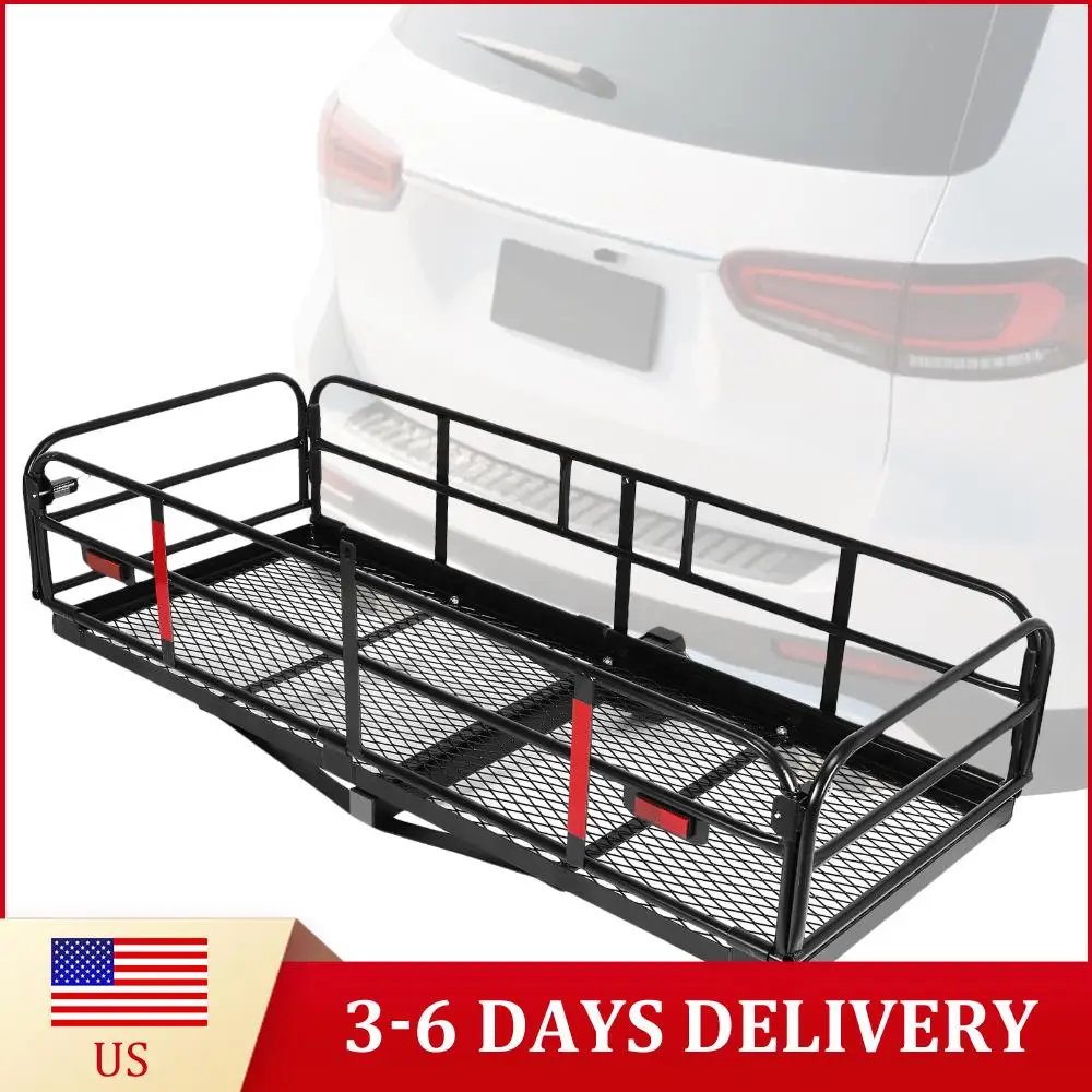 

Корзина для крепления на фаркоп, грузоподъемность 500 фунтов, подходит для 2-дюймового приемника, 60x24x14 дюймов, со стабилизатором для стандартных фэтбайков и электровелосипедов