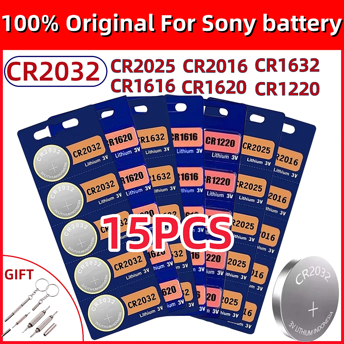 Новинка, 15 шт. для SONY CR2032 3 В, литиевая батарея CR2025 CR2016 CR2032 CR2025 CR2016 CR1616 CR1632 CR1220 для батарей для часов