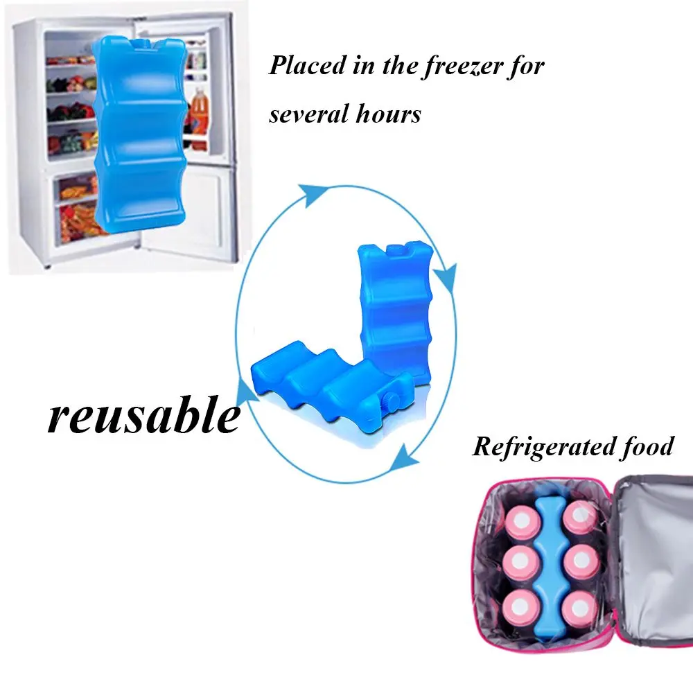 Reusable Fresh Food Storage Picnic Travel 350ml Ice Blocks Gel Freezer Cooler Pack Water injection