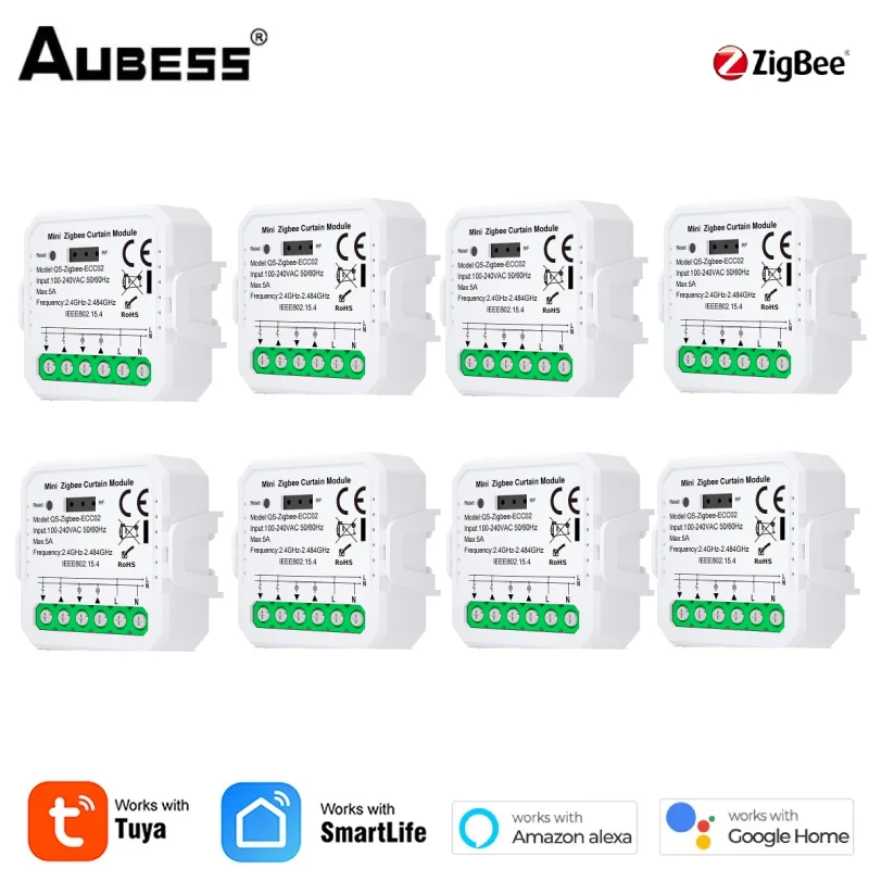 

1/8 шт. Tuya Smart Zigbee модуль штор для жалюзи с роликовыми жалюзи мотор умный дом совместим с Alexa Google Home