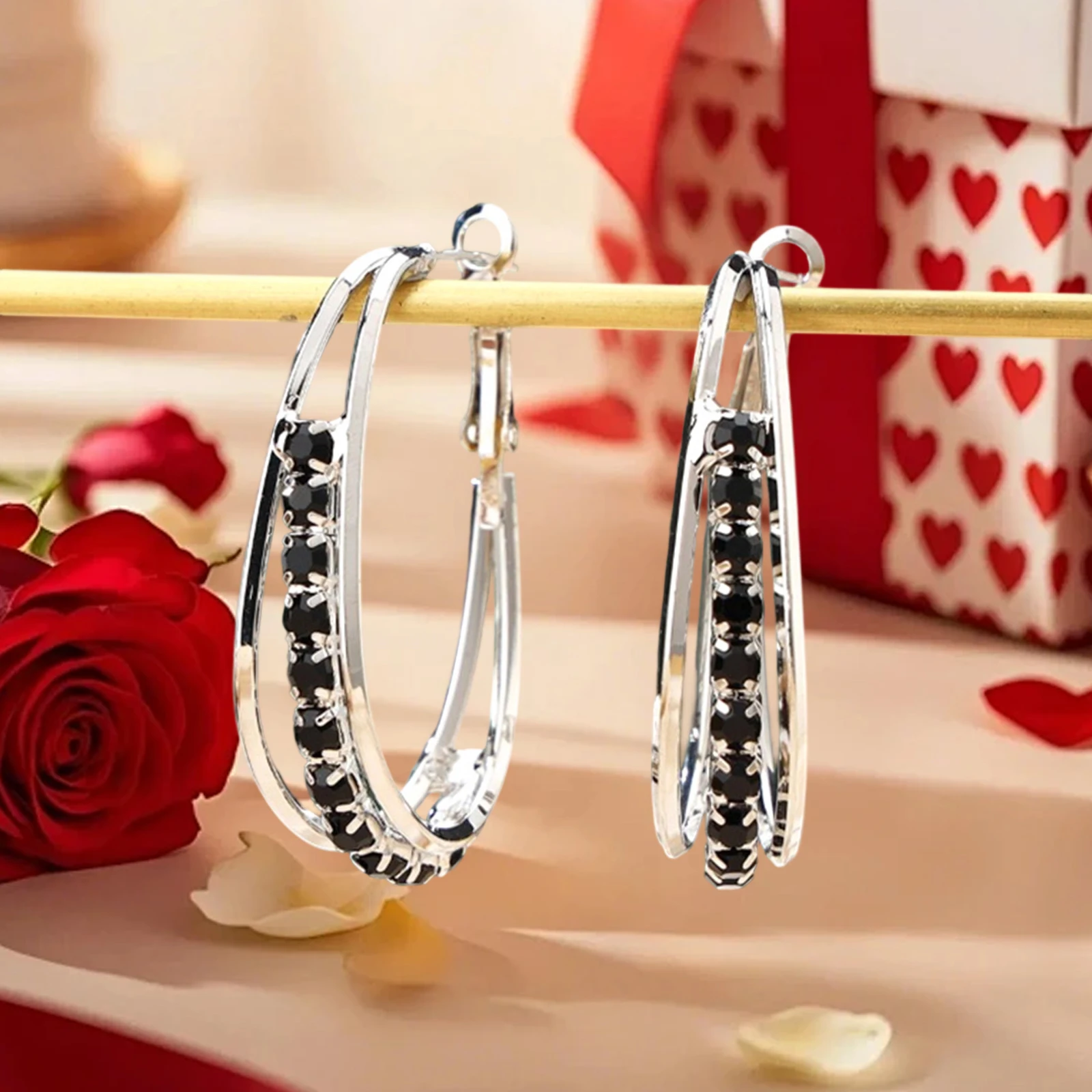 Round Earrings, Exquisite Elegant Shiny Circle Stud Earrings Jewelry Present for Daily Party